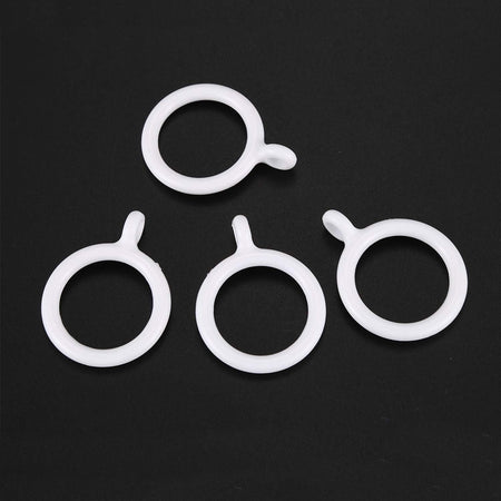Set 9 Pz Anelli Gancio Ad Anello Per Tende In Plastica Da 35 Mm Bianco Tondi Bagno 87353