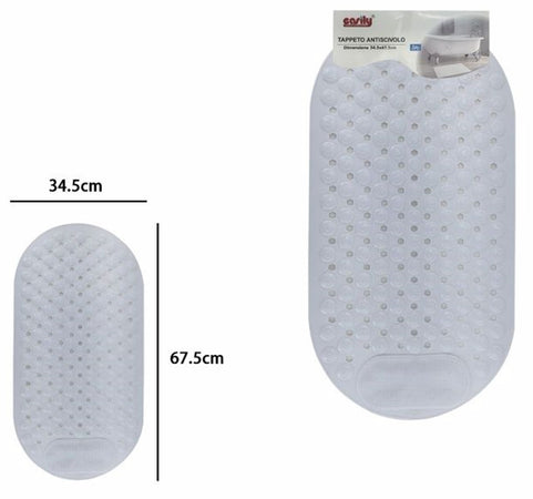 Tappeto Tappetino Antiscivolo Per Vasca Da Bagno Doccia 34.5 X 67.5 Cm Bianco 10789