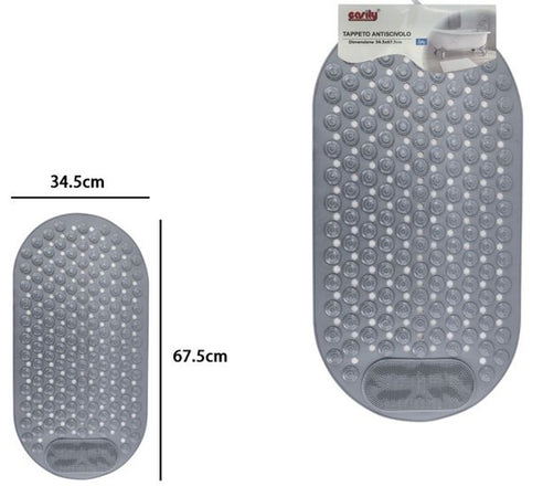 Tappeto Tappetino Antiscivolo Per Vasca Da Bagno Doccia 34.5 X 67.5 Cm Grigio 10791