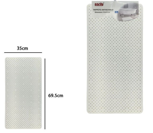 Tappeto Antiscivolo Effetto Intrecciato Bianco Per Vasca Da Bagno Doccia 35x69.5cm 10794