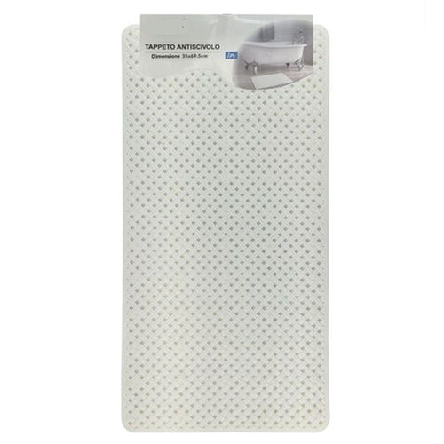 Tappeto Antiscivolo Effetto Intrecciato Bianco Per Vasca Da Bagno Doccia 35x69.5cm 10794