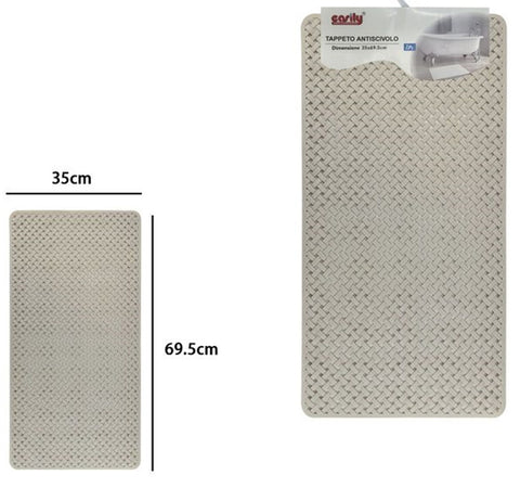 Tappeto Antiscivolo Effetto Intrecciato Beige Per Vasca Da Bagno Doccia 35x69.5cm 10795
