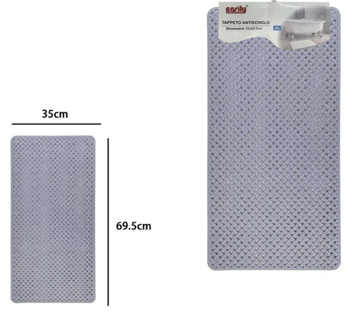 Tappeto Antiscivolo Effetto Intrecciato Grigio Per Vasca Da Bagno Doccia 35x69.5cm 10796