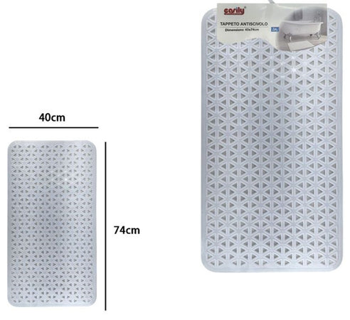 Tappeto Antiscivolo Intreccio Geometrico Bianco Per Vasca Da Bagno Doccia 40x74cm 10797