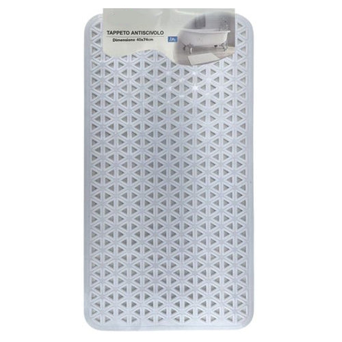 Tappeto Antiscivolo Intreccio Geometrico Bianco Per Vasca Da Bagno Doccia 40x74cm 10797