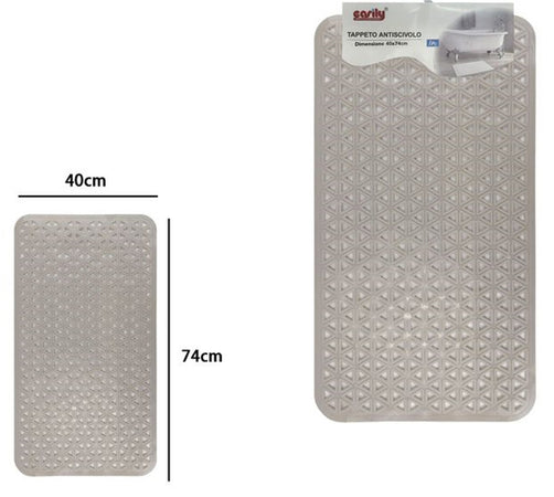 Tappeto Antiscivolo Intreccio Geometrico Beige Per Vasca Da Bagno Doccia 40x74cm 10798
