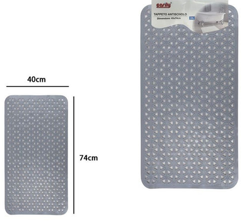 Tappeto Antiscivolo Intreccio Geometrico Grigio Per Vasca Da Bagno Doccia 40x74cm 10799