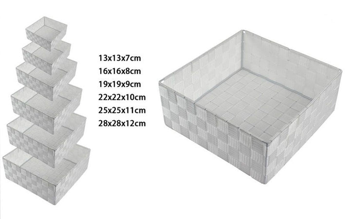 6 Pz Scatola In Tessuto Contenitori Organizer Bagno Armadio Porta Oggetti Grigio 79073