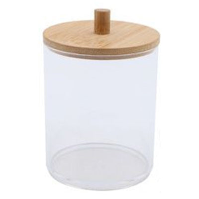 Contenitore Porta Cotton Fioc Organizer Trasparente Con Coperchio In Legno 7.1x10.3cm 10821