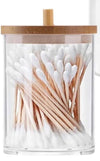 Contenitore Porta Cotton Fioc Organizer Trasparente Con Coperchio In Legno 7.1x10.3cm 10821