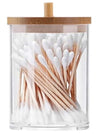 Contenitore Porta Cotton Fioc Organizer Trasparente Con Coperchio In Legno 7.1x10.3cm 10821