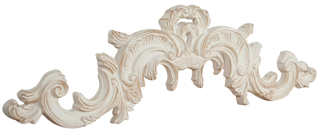 Biscottini Sopraporta in legno finitura bianco anticato L90xPR3xH27 cm Made in Italy