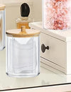 Contenitore Porta Dischetti Struccanti Trasparente Con Coperchio In Legno 7.1x10.3cm 10822