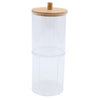 Organizer 2 Piani Porta Cotton Fioc Dischetti Struccanti Trasparente Coperchio Legno 10823