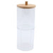 Organizer 2 Piani Porta Cotton Fioc Dischetti Struccanti Trasparente Coperchio Legno 10823