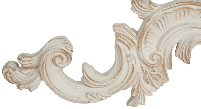 Biscottini Sopraporta in legno finitura bianco anticato L90xPR3xH27 cm Made in Italy