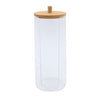 Dispenser Porta Dischetti Struccanti Trasparente Con Coperchio In Legno 7.5x18.6cm 10824