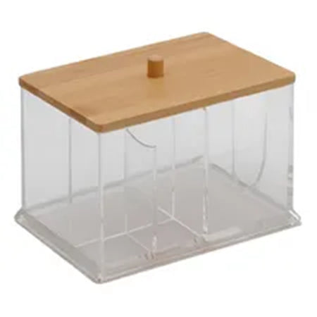 Organizer Per Cosmetici Toeletta A Scomparti Trasparente Con Coperchio In Legno 10825