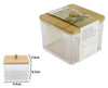 Contenitore Organizer Cosmetici Toeletta Quadrato Trasparente Con Coperchio In Legno 10826