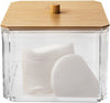 Contenitore Organizer Cosmetici Toeletta Quadrato Trasparente Con Coperchio In Legno 10826