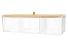 Contenitore Organizer Per Cosmetici A 3 Scomparti Trasparente Con Coperchio In Legno 10827