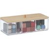 Contenitore Organizer Per Cosmetici A 3 Scomparti Trasparente Con Coperchio In Legno 10827