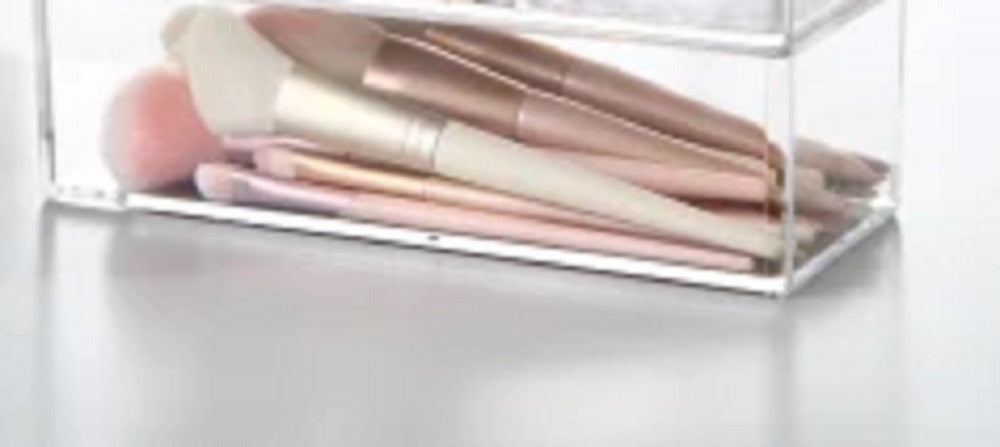 Contenitore Organizer Per Cosmetici Portatrucchi Trasparente Con Coperchio In Legno 10828