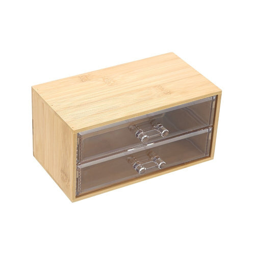Porta Gioielli Cosmetici Con 2 Cassetti Organizzatore Casa In Legno 19x11.7x9.6 Cm 10829