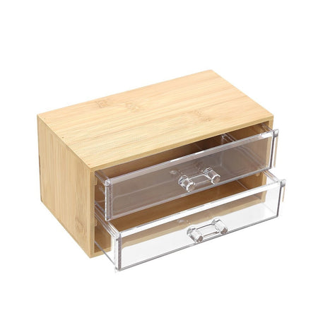 Porta Gioielli Cosmetici Con 2 Cassetti Organizzatore Casa In Legno 19x11.7x9.6 Cm 10829