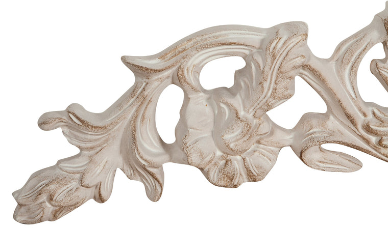 Biscottini Fregio Sopraporta Legno Bianco Anticato Biscottini Design 75x5.5x24 Made Italy