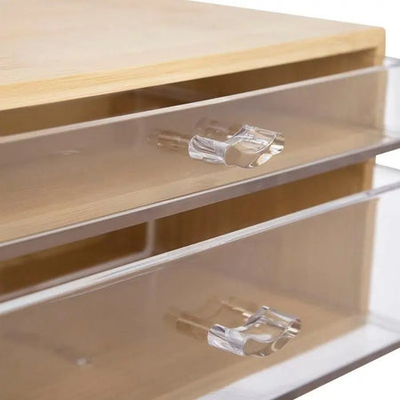 Porta Gioielli Cosmetici Con 2 Cassetti Forme Diverse Organizer Legno 24.3x15.3x11cm 10831