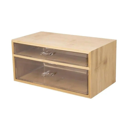 Porta Gioielli Cosmetici Con 2 Cassetti Forme Diverse Organizer Legno 24.3x15.3x11cm 10831