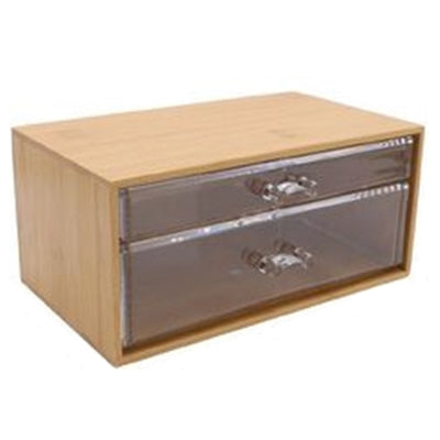 Porta Gioielli Cosmetici Con 2 Cassetti Forme Diverse Organizer Legno 24.3x15.3x11cm 10831