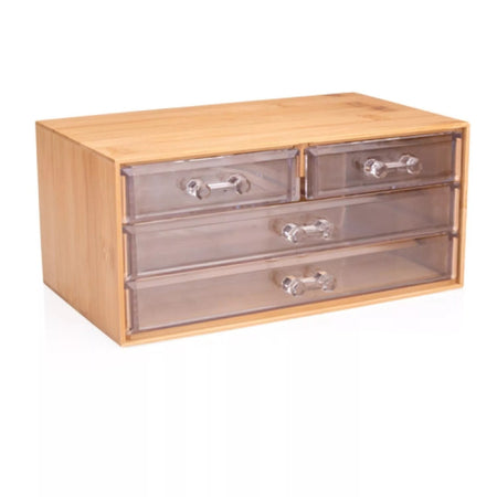 Porta Gioielli Cosmetici Con 4 Cassetti Organizzatore Casa In Legno 24.3x15.3x11cm 10832