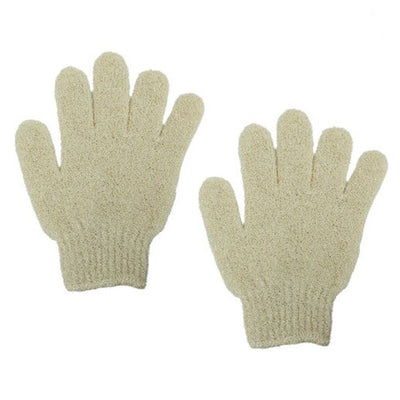 Set 2 Pezzi Guanti Di Crine Per Doccia Bagno Esfoliante Pelle Corpo Beige 79723
