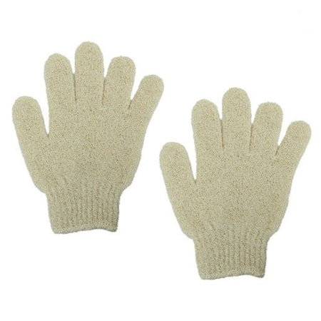 Set 2 Pezzi Guanti Di Crine Per Doccia Bagno Esfoliante Pelle Corpo Beige 79723