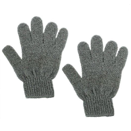 Set 2 Pezzi Guanti Di Crine Per Doccia Bagno Esfoliante Pelle Corpo Grigio 79725
