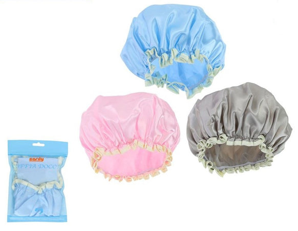 Cuffia Per Doccia Bagno Elastico Colorata Lucida Con Bordino Protegge Capelli 87651