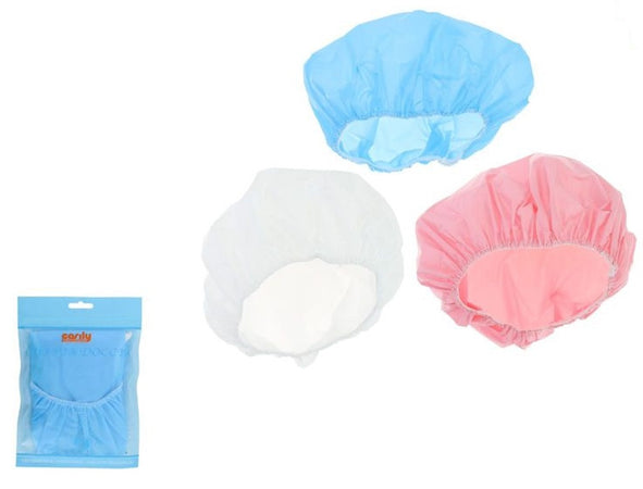 Set 3pz Cuffia Per Doccia Bagno Colorata A Tinta Unita Con Elastico Protegge Capelli 87650