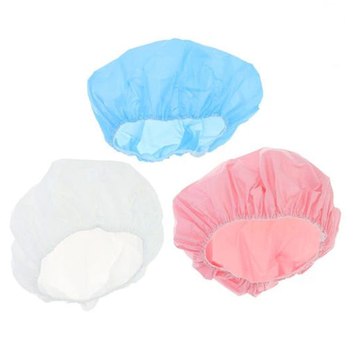 Set 3pz Cuffia Per Doccia Bagno Colorata A Tinta Unita Con Elastico Protegge Capelli 87650