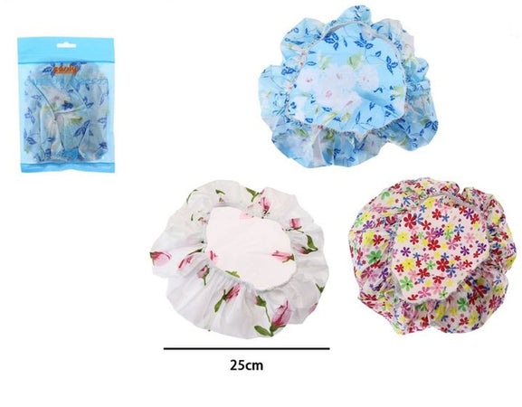 Set 3pz Cuffia Per Doccia Bagno Fantasia Fiori Colorati Elastico Protegge Capelli 87178