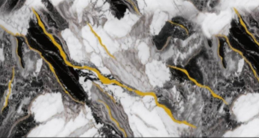 Pannello Adesivo Effetto Marmo Bianco Nero Con Oro 120x300cm Pareti Paraschizzi Stanza