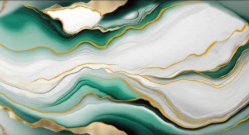 Pannello Adesivo Effetto Marmo Fluido Bianco Verde Oro 120x300cm Pareti Paraschizzi Stanza