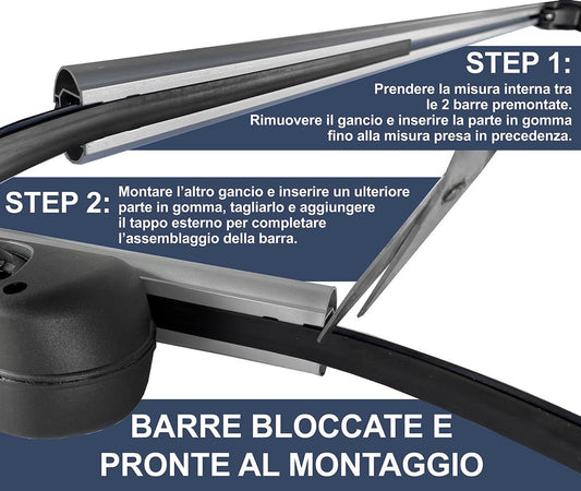 2pz Barre Portapacchi Portatutto Universali Da 120cm Auto Per Binari Rialzati Fino A 135cm