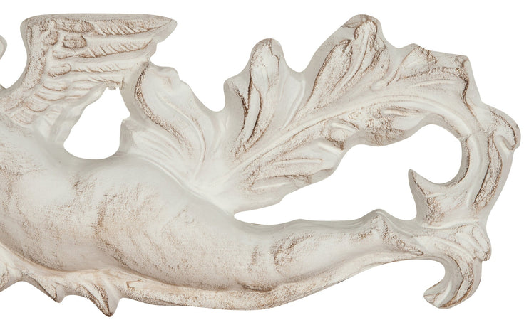 Biscottini Sopraporta in legno finitura bianco anticato L87xPR4xH22 cm Made in Italy