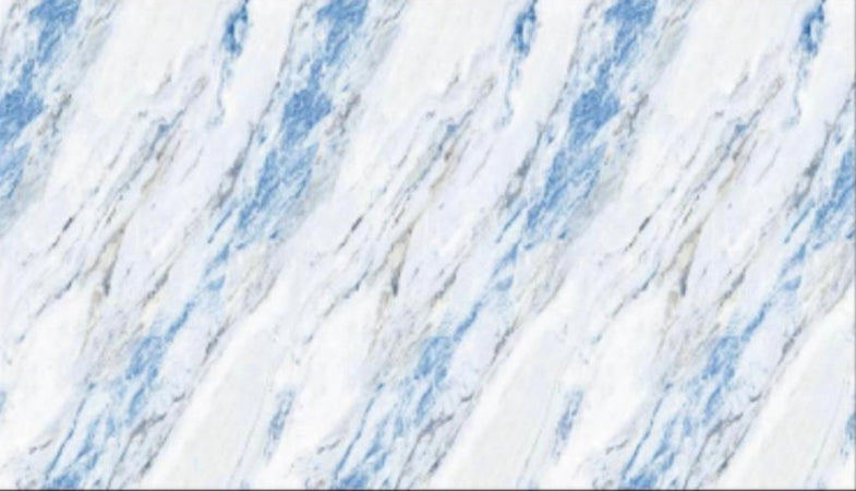 Pannello Adesivo Effetto Marmo Bianco Con Riflessi Blu 120x300cm Pareti Paraschizzi Stanza
