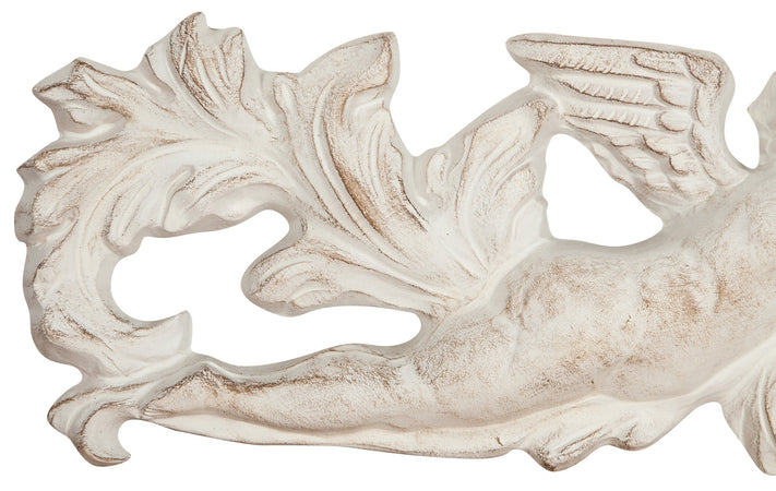 Biscottini Sopraporta in legno finitura bianco anticato L87xPR4xH22 cm Made in Italy