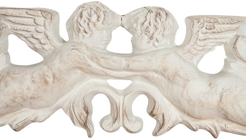 Biscottini Sopraporta in legno finitura bianco anticato L87xPR4xH22 cm Made in Italy