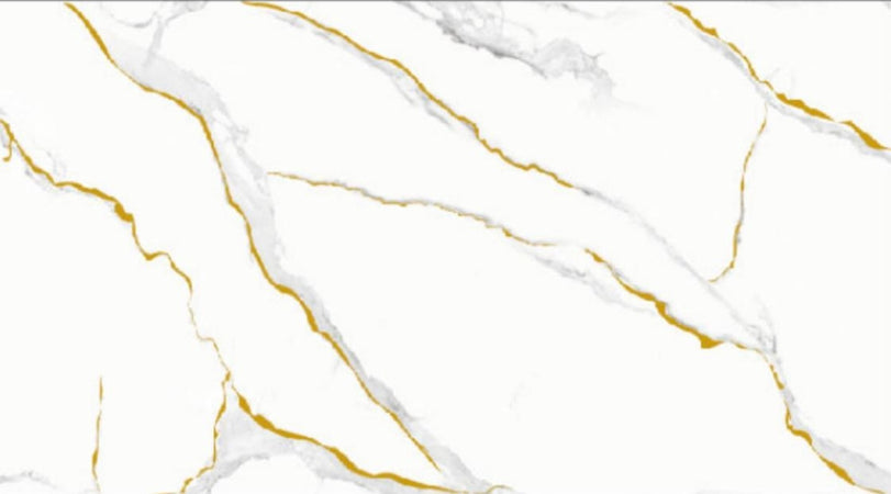 Pannello Adesivo Effetto Marmo Bianco Striature Oro 120x300cm Pareti Paraschizzi Stanza