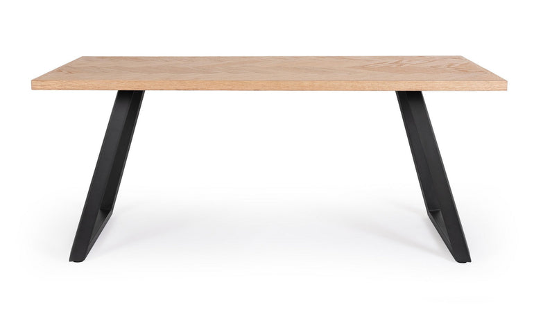 Tavolo "Dukat" con piano in MDF impiallacciato, gambe in acciaio da 180 x 90 x 76 cm
